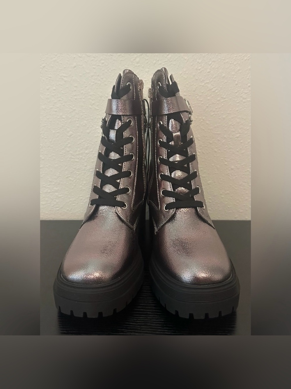 POP Women’s Yeardly Pewter Block Heel Boots NWT Size 7 - Picture 3 of 7